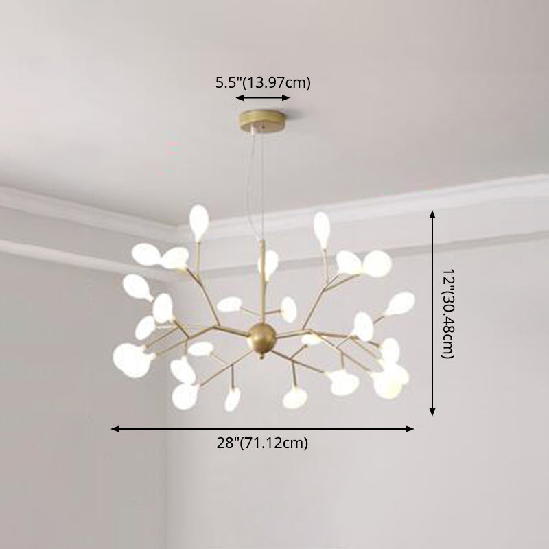 Contemporary Firefly Chandelier With Frosted Acrylic Lampshade For Living Room Ceiling