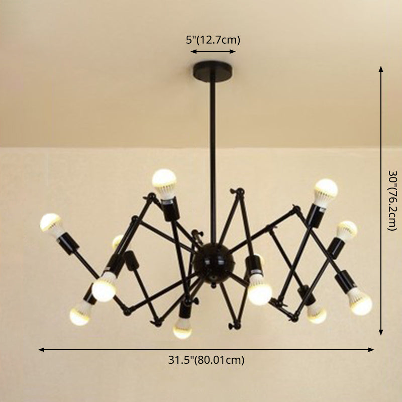 Wrought Iron Spider Chandelier - Retro Industrial Pendant Light For Coffee Shops And Workshops