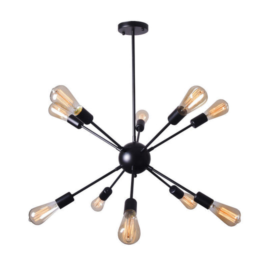 10-Light Vintage Industrial Chandelier For Living Restaurants And Bars In Black