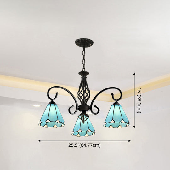 Tiffany Style Stained Glass Chandelier For Living Room With Adjustable Chains