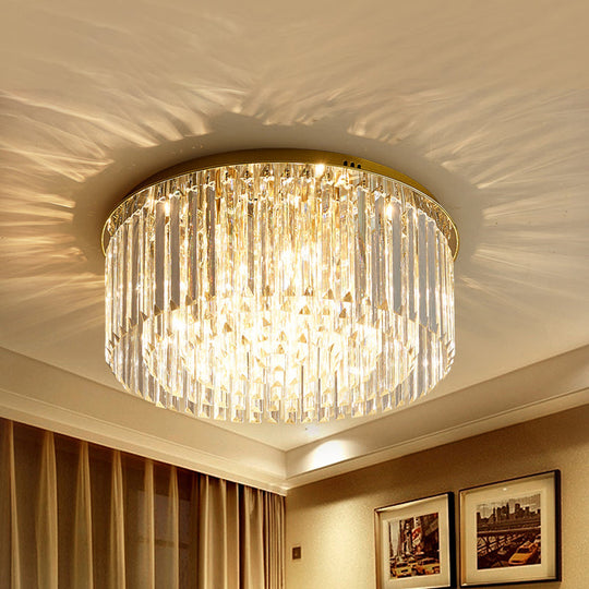 Contemporary Golden Crystal Ceiling Lamp - 6 - Light Dining Room Flush Light