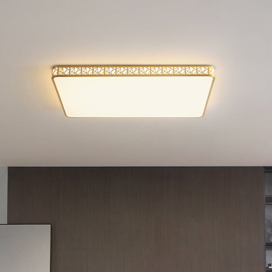 Minimalist Brass Ceiling Light With Geometric Design And Led Flushmount