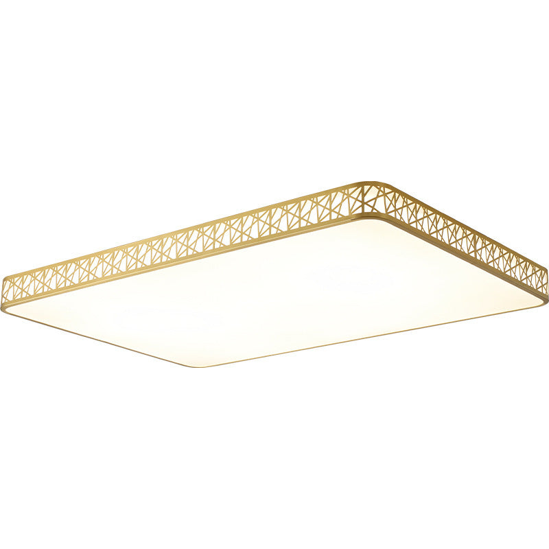 Minimalist Brass Ceiling Light With Geometric Design And Led Flushmount