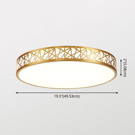 Minimalist Brass Ceiling Light With Geometric Design And Led Flushmount