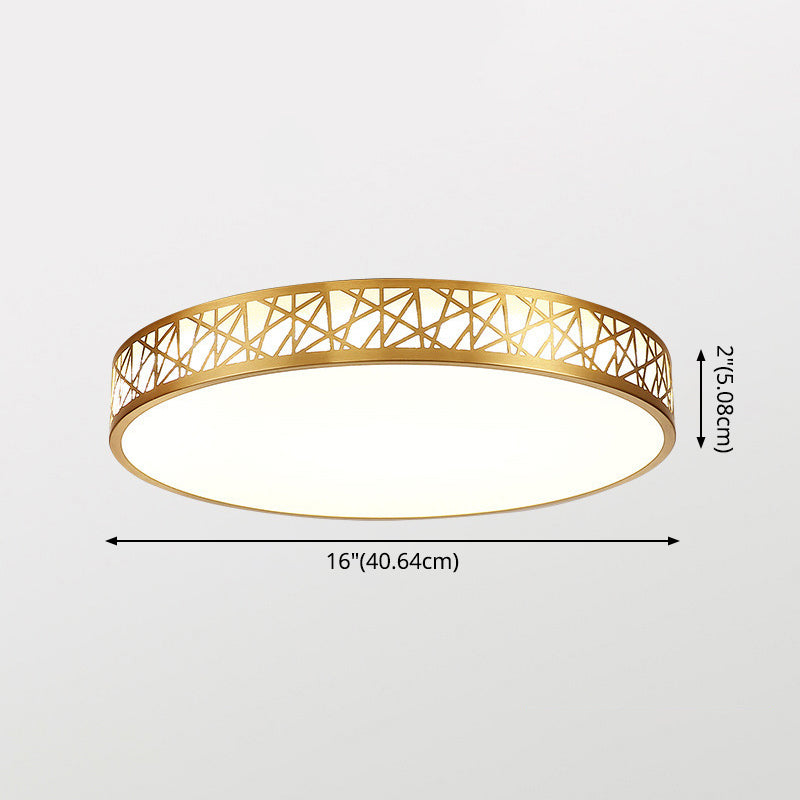 Minimalist Brass Ceiling Light With Geometric Design And Led Flushmount