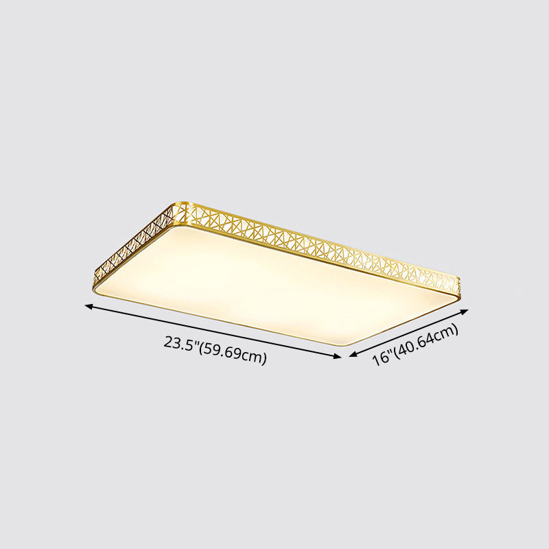 Minimalist Brass Ceiling Light With Geometric Design And Led Flushmount