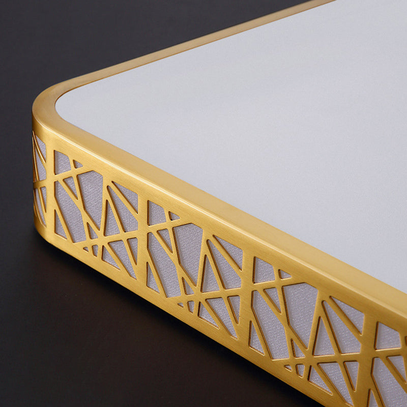 Minimalist Brass Ceiling Light With Geometric Design And Led Flushmount