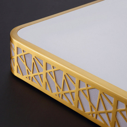 Minimalist Brass Ceiling Light With Geometric Design And Led Flushmount