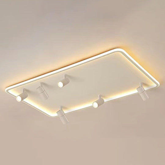 Modern Led Flush Mount Spotlight For Living Room Ceiling - Acrylic Rectangular Design White / 31.5