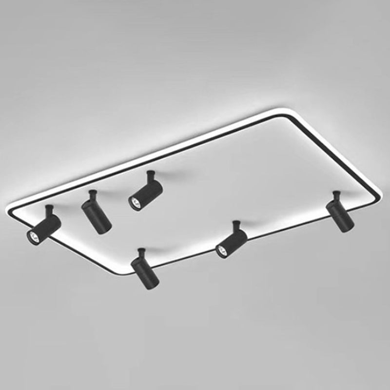 Modern Led Flush Mount Spotlight For Living Room Ceiling - Acrylic Rectangular Design Black / 31.5