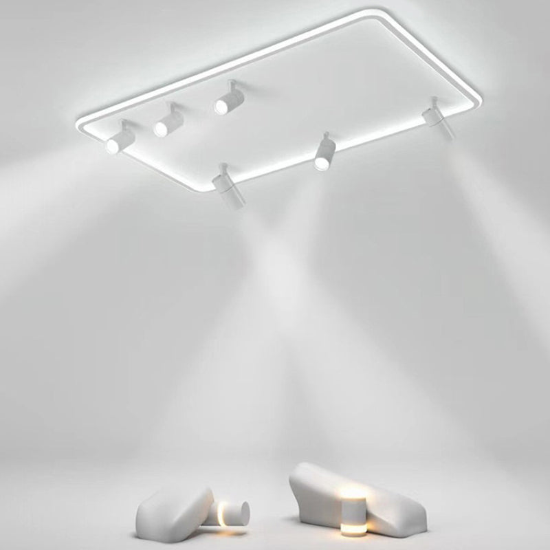 Modern Led Flush Mount Spotlight For Living Room Ceiling - Acrylic Rectangular Design
