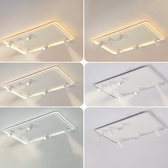 Modern Led Flush Mount Spotlight For Living Room Ceiling - Acrylic Rectangular Design