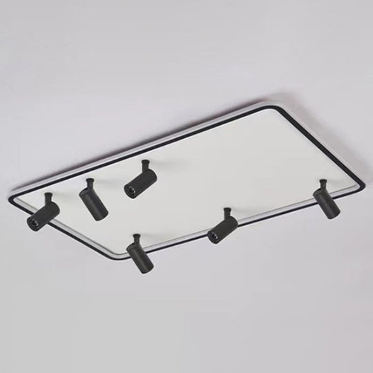 Modern Led Flush Mount Spotlight For Living Room Ceiling - Acrylic Rectangular Design