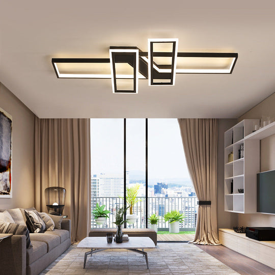 Modern Led Frame Ceiling Mount Light For Living Room - Acrylic Semi Flush Fixture