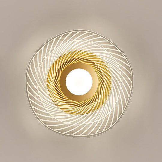 Simplicity Gold Acrylic Ruffle Flushmount Led Ceiling Light For Living Room