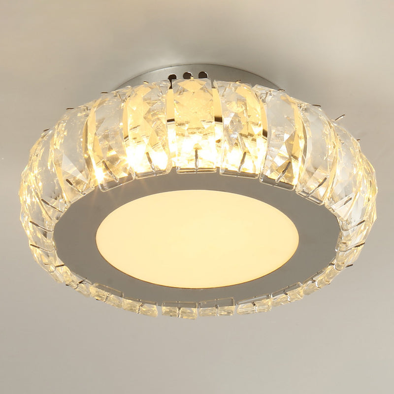 Stylish Stainless Steel Led Flush Light With Crystal Accents For Hallway Stainless-Steel / Circline
