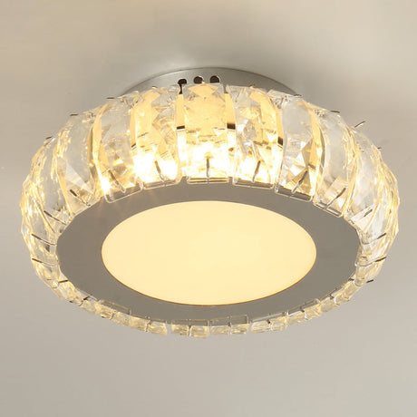 Stylish Stainless Steel Led Flush Light With Crystal Accents For Hallway Stainless-Steel / Circline