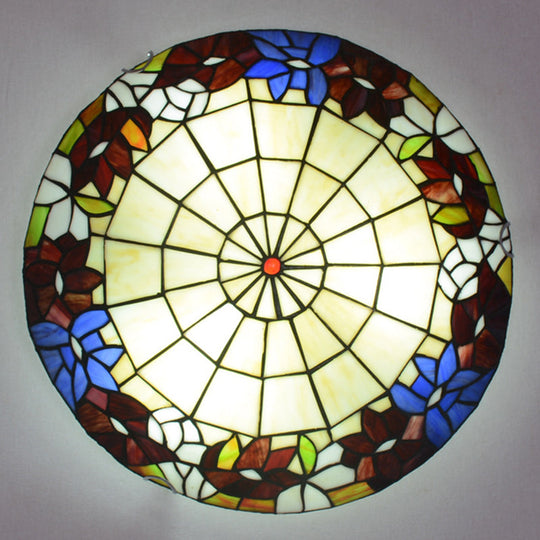 Tiffany Stained Glass Flush Ceiling Light For Bedroom - Bowl Shaped Flushmount Lighting Brown / 12’