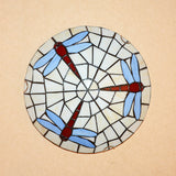 Hand-Crafted Sky Blue Dragonfly Tiffany Glass Ceiling Flush Mount Light