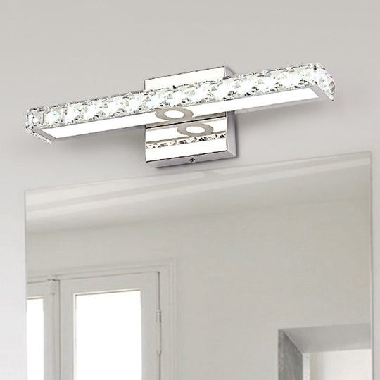 Modern Rectangle Vanity Wall Sconce With Clear Crystal Integrated Led - Bathroom Lamp