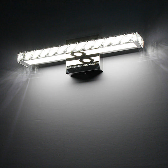 Modern Rectangle Vanity Wall Sconce With Clear Crystal Integrated Led - Bathroom Lamp