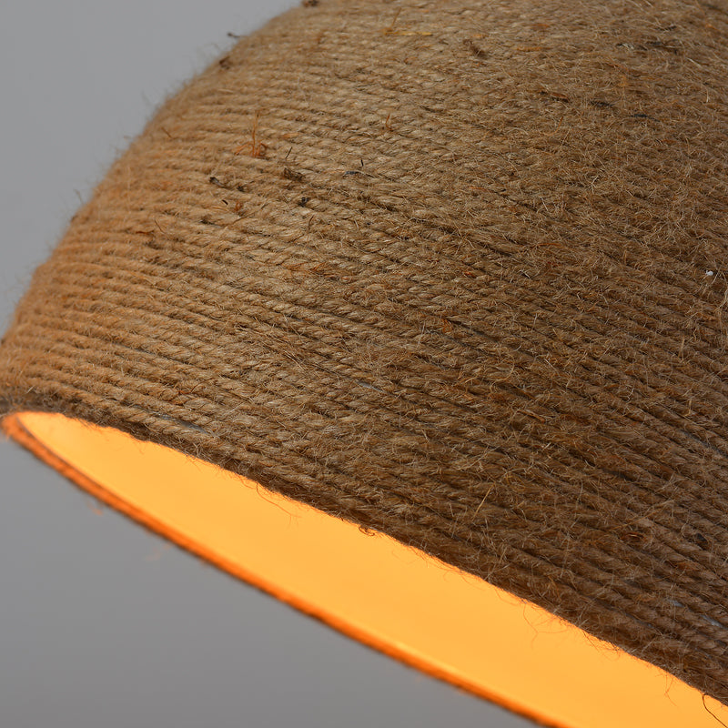 Light Beige Rope Pendant - Retro Industrial Teardrop Hanging Lamp For Dining Room