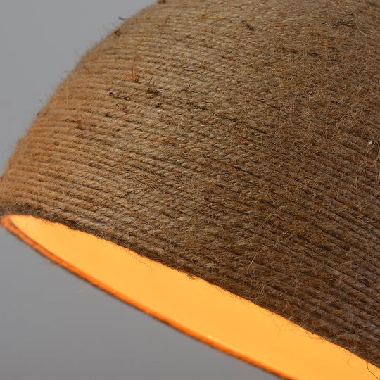 Light Beige Rope Pendant - Retro Industrial Teardrop Hanging Lamp For Dining Room