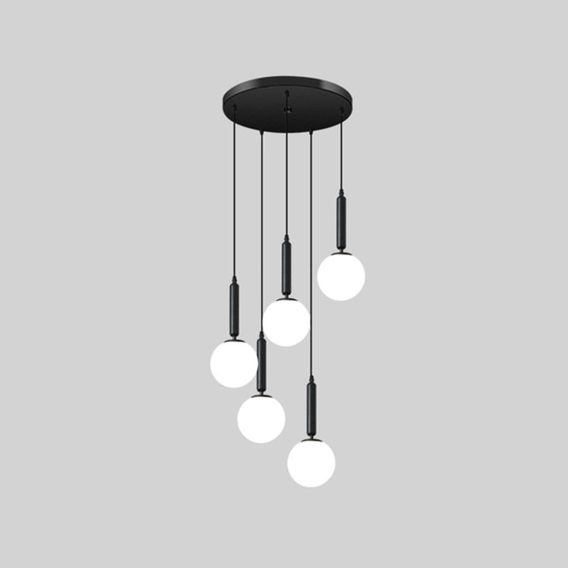 Minimalist Globe Pendant Light - Modern Metal Hanging Lamp For Living Room 5 / Black