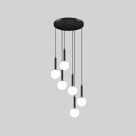 Minimalist Globe Pendant Light - Modern Metal Hanging Lamp For Living Room 6 / Black