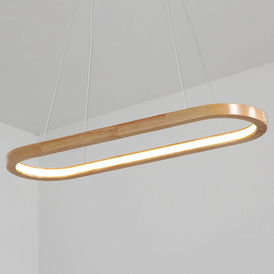 Modern Minimalist Wooden Led Strip Pendant Light For Restaurants Wood / 47.5 White