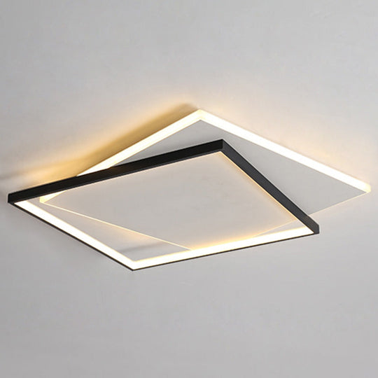 Led Geometric Double Square Ceiling Lamp With Acrylic Shade - Sleek Flush Mount Lighting 20.5 / Warm