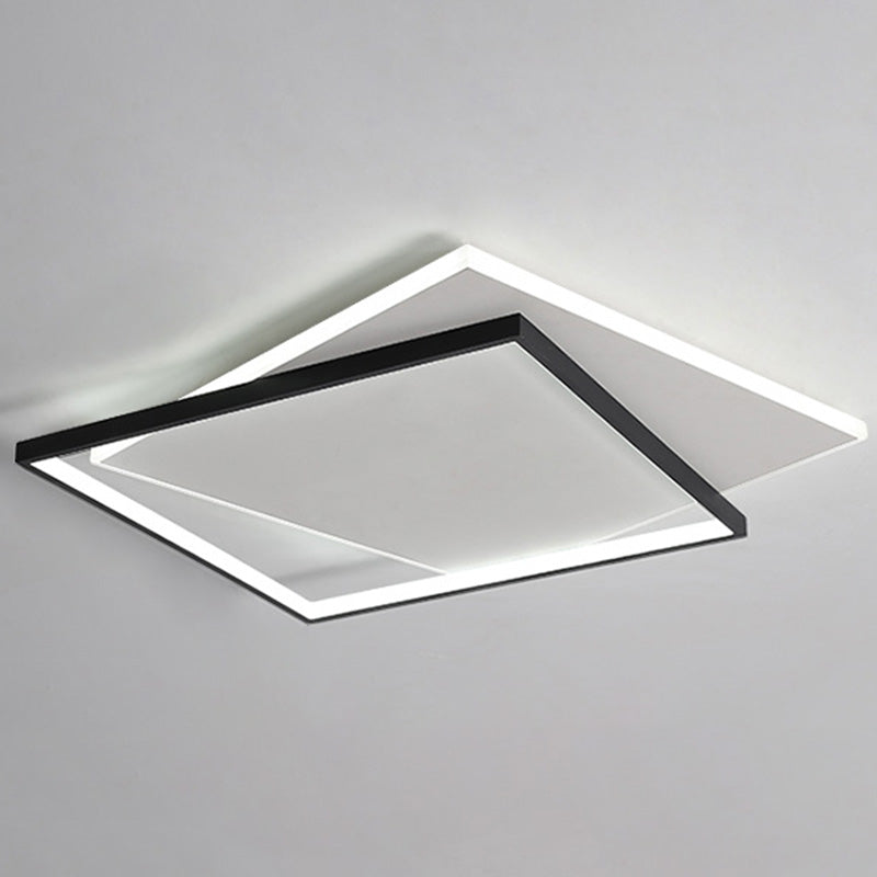 Led Geometric Double Square Ceiling Lamp With Acrylic Shade - Sleek Flush Mount Lighting 20.5 /