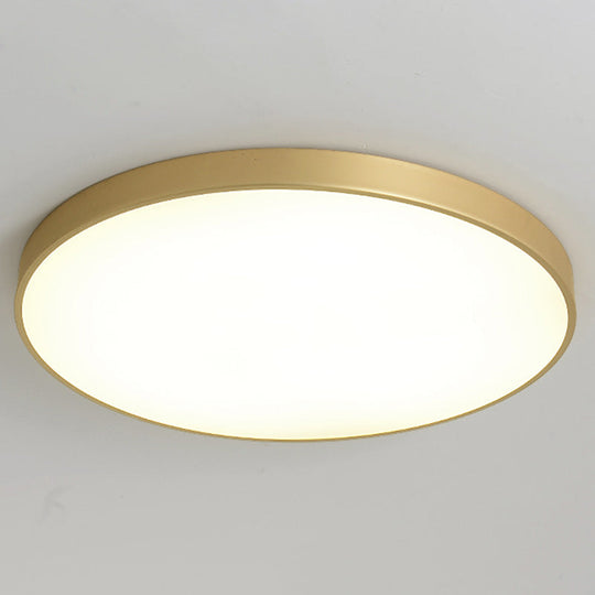 Sleek Round Led Ceiling Lamp For Modern Bedroom And Corridor Lighting - Gold Baking Paint Bezel