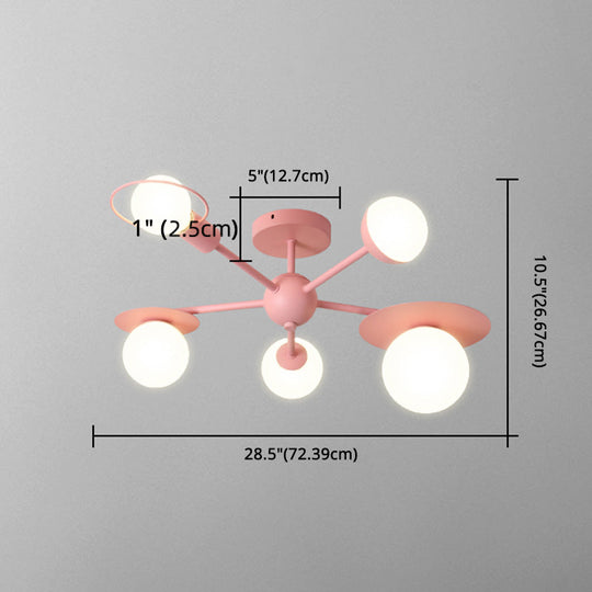 5 - Light Macaroon Ceiling Light With Semi - Flush Mount - Perfect For Kindergarten Hallway And