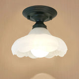 Sleek White Simplicity Ceiling Lamp With Frosted Glass Shade For Bedroom Lighting Black / Flower