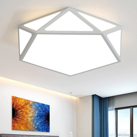 Modern Geometric Led Flush Mount Ceiling Light With Macaroon Style For Hallway And Bedroom White /