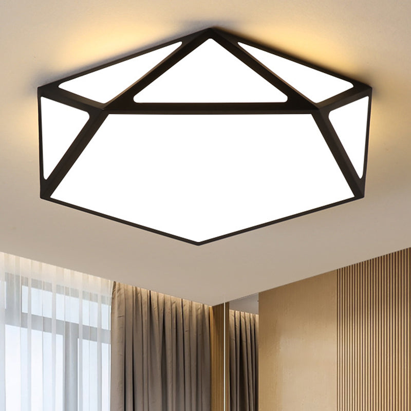 Modern Geometric Led Flush Mount Ceiling Light With Macaroon Style For Hallway And Bedroom Black /