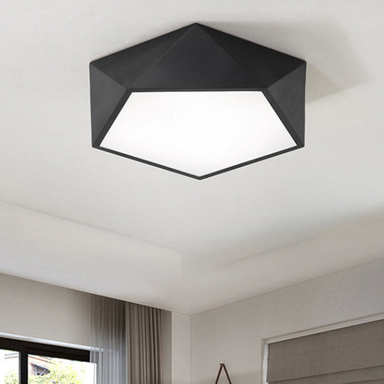 Modern Geometric Led Flush Mount Ceiling Light With Macaroon Style For Hallway And Bedroom Black /