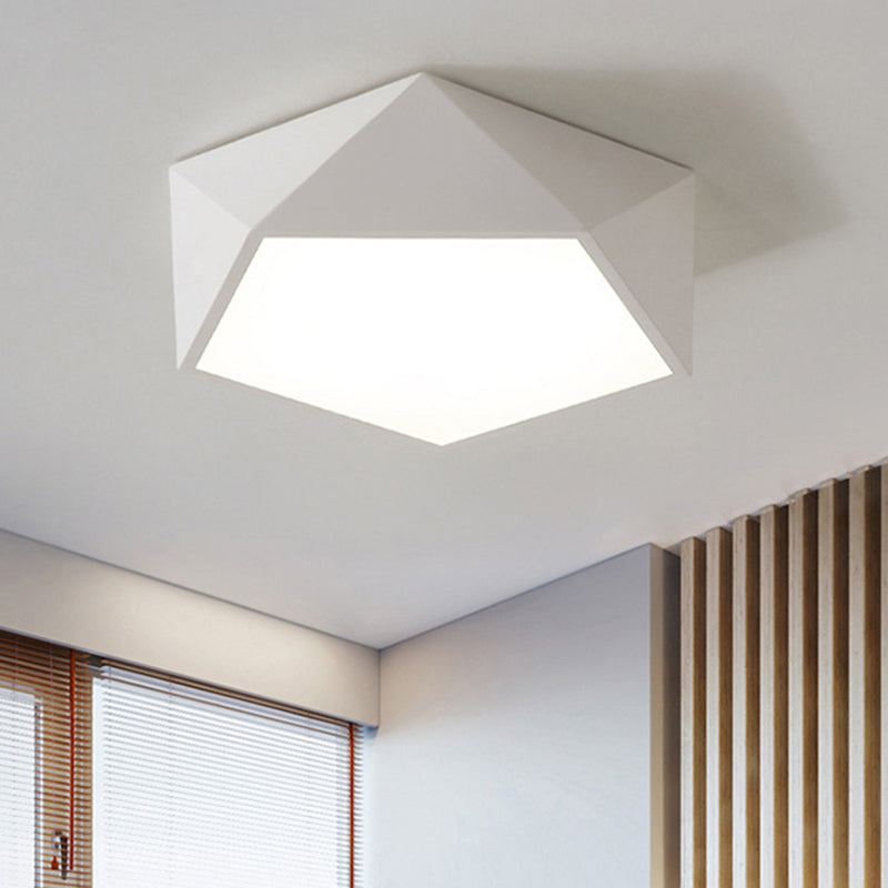 Modern Geometric Led Flush Mount Ceiling Light With Macaroon Style For Hallway And Bedroom White /