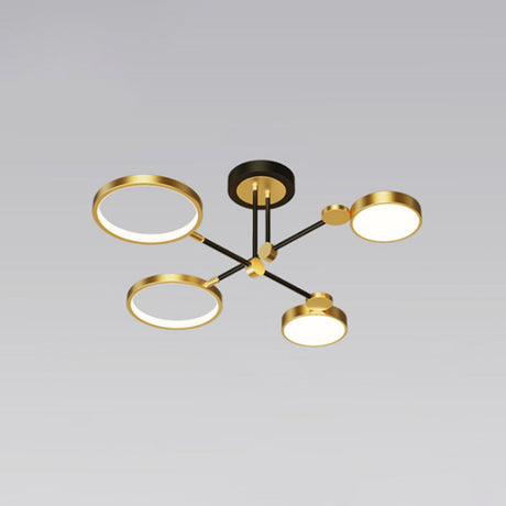 Modernist Metal Ring Chandelier Pendant Light With Hanging Cord - Perfect For Living Room 4 / Gold