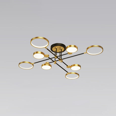 Modernist Metal Ring Chandelier Pendant Light With Hanging Cord - Perfect For Living Room 8 / Gold