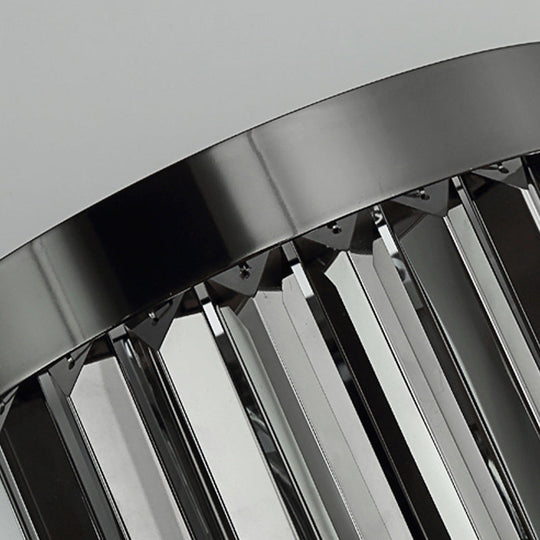 Smoke Gray Crystal Rod Wall Sconce With 2 Lights And 4 Tiers