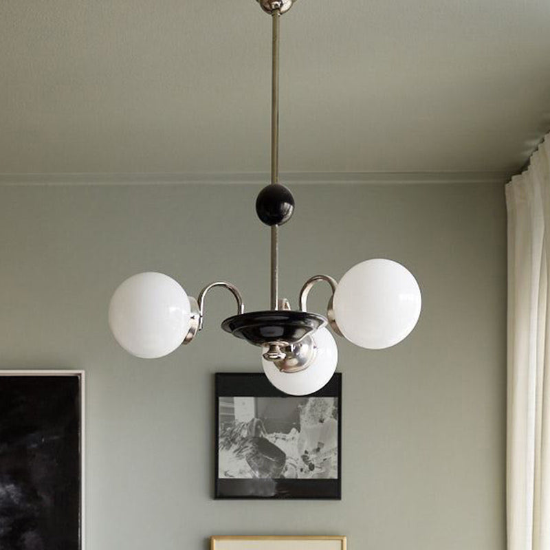 Modern White Glass Globe Chandelier For Bedroom Lighting