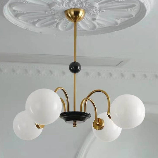 Modern White Glass Globe Chandelier For Bedroom Lighting