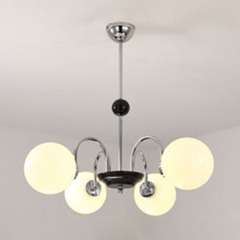 Modern White Glass Chandelier For Bedroom Lighting 4 / Silver