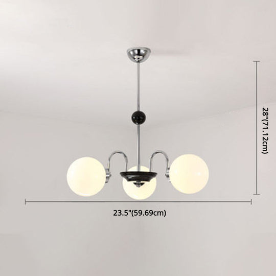 Modern White Glass Globe Chandelier For Bedroom Lighting