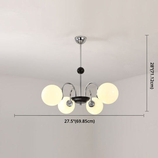 Modern White Glass Chandelier For Bedroom Lighting