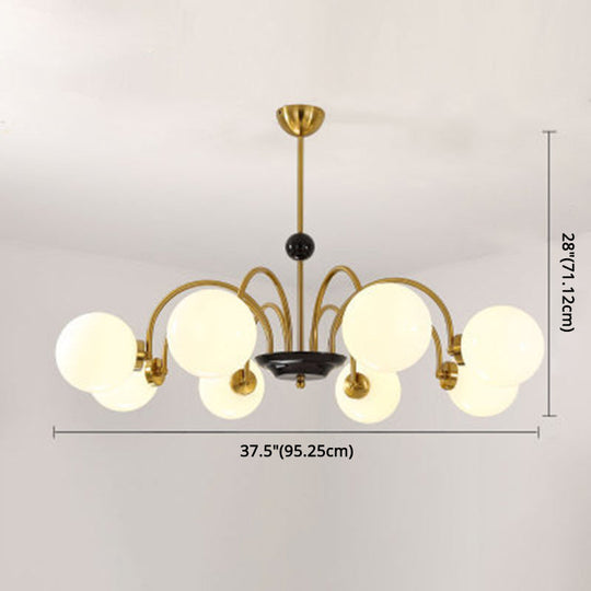 Modern White Glass Globe Chandelier For Bedroom Lighting