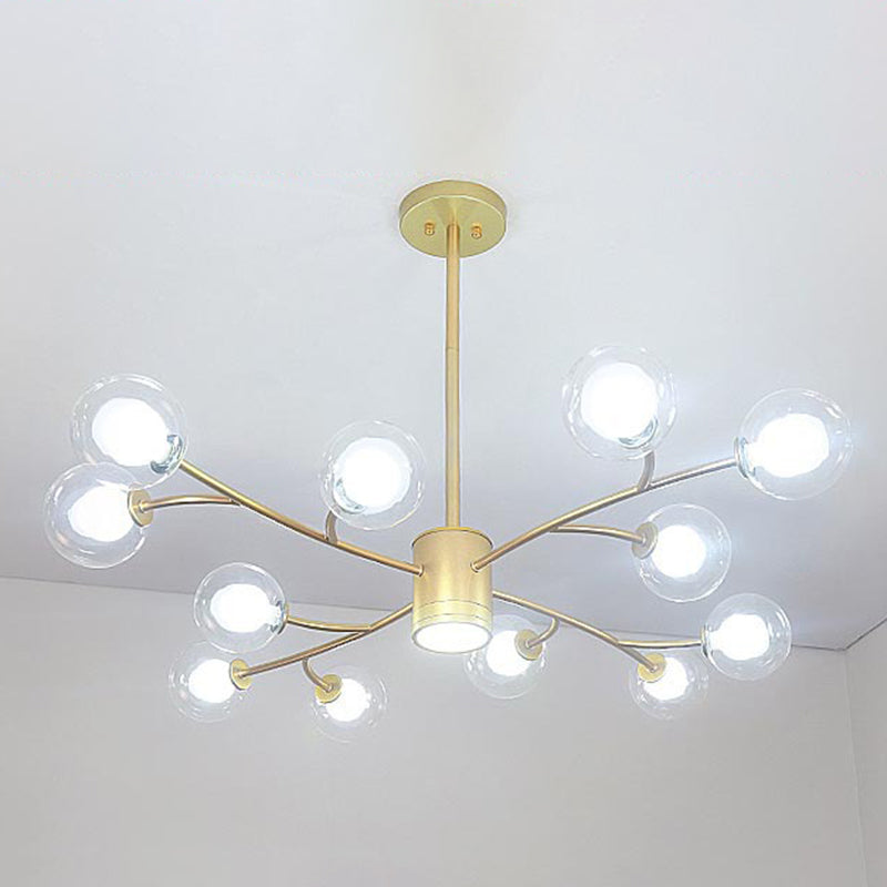 Ultra-Contemporary Globe Chandelier Pendant For Living Room With Clear Glass Ceiling Light 12 / Gold