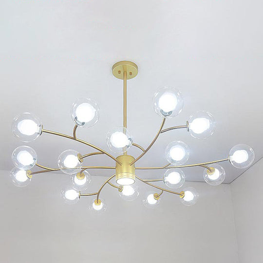 Ultra-Contemporary Globe Chandelier Pendant For Living Room With Clear Glass Ceiling Light 18 / Gold